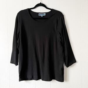 Karen Scott Top Womens 2X Cotton Baselayer Stretch Breathable Minimalist Mature